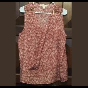 Michael Kors Cross Zipper Sleeveless Top Blouse